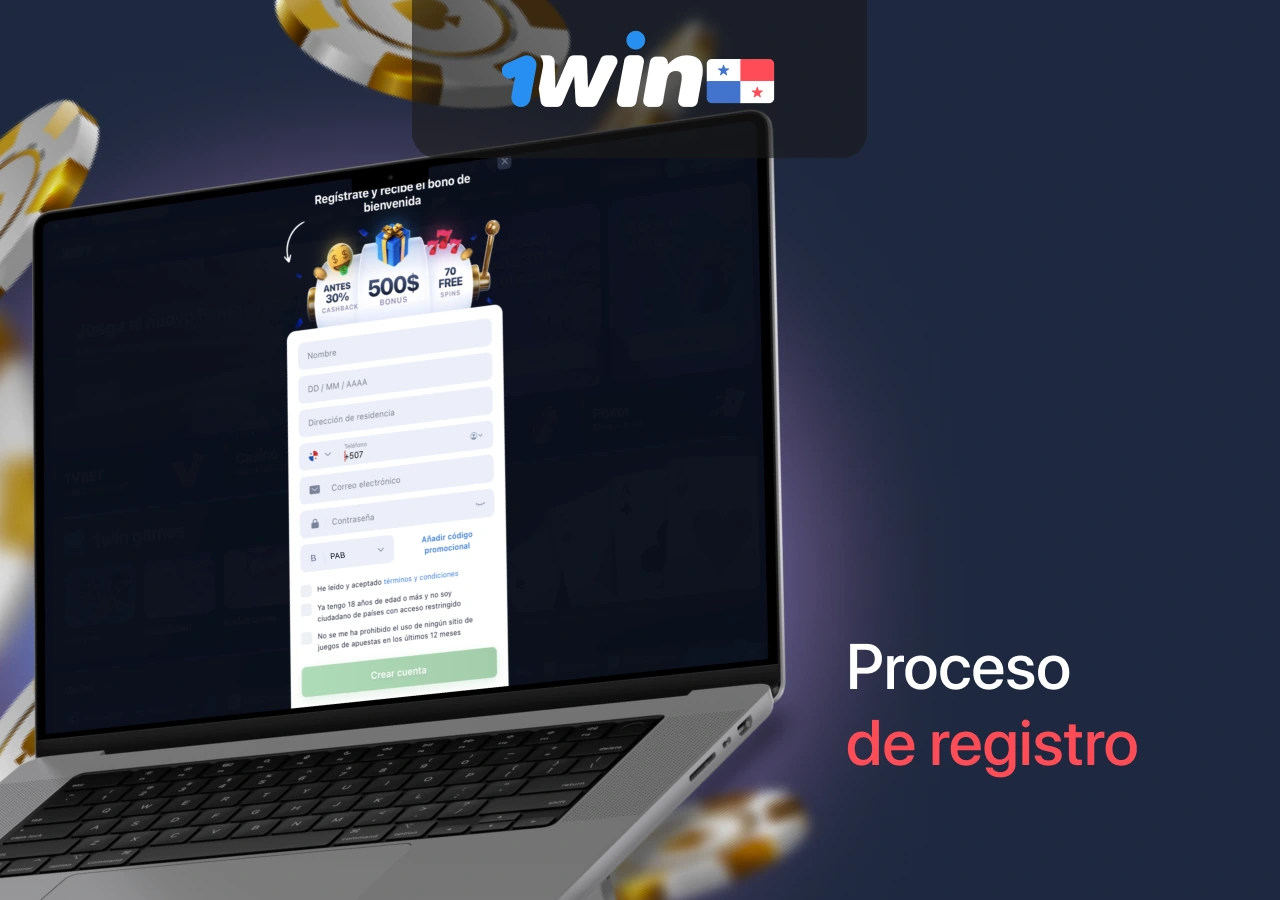 Registre una cuenta en el casino en línea 1Win