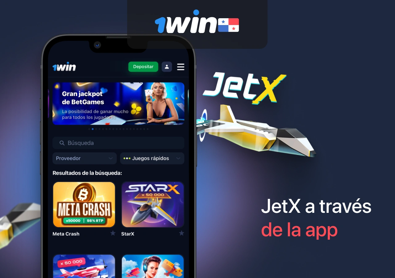 Juego JetX en la aplicación 1Win de la casa de apuestas